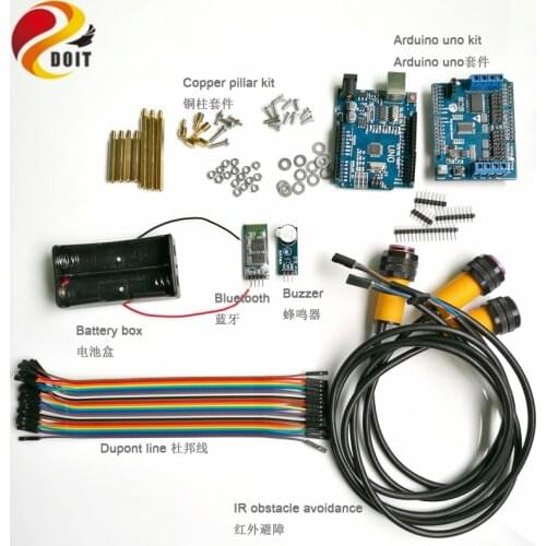1 set Bluetooth IR control kit with Arduino UNO Board Infrared Obstacle Avoidance for robot smart car chassis diy rc toy
