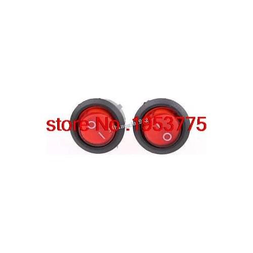 10pcs SPST On/Off 3 Pins Neon Light Round Rocker Switch AC 250V/6A 125V/10A