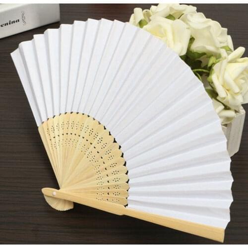 30 PCS folding Paper hand fan custom halloween ladies baby shower wedding favors gift birthday party decoration(white)