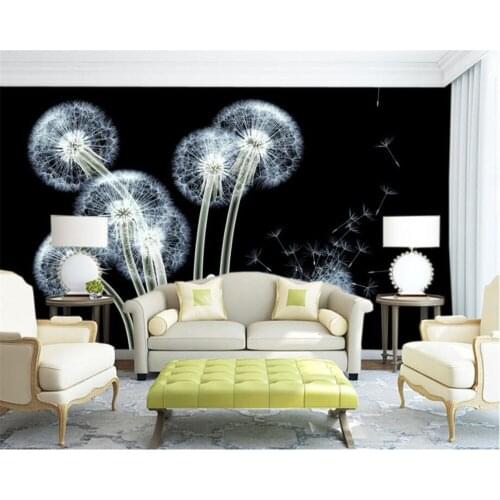 Beibehang Custom Wallpaper Mural Black Dandelion Simple Modern Fashion Personality Background Wall Paintings photo 3d wallpaper