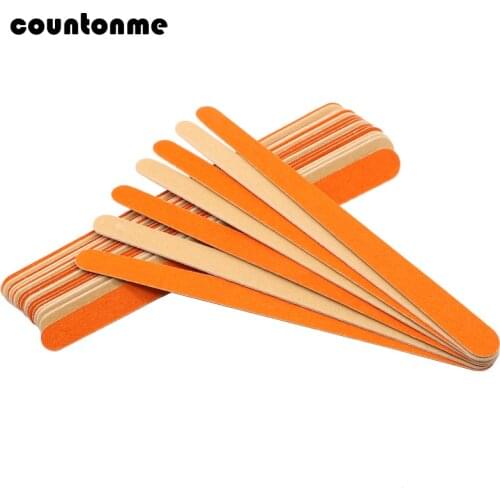 50Pcs Wooden Nail File Slim Wood Nail Buffer 180/240 Double Side Sandpaper Buffing Block Manicure Orange Color Pro lime a ongle