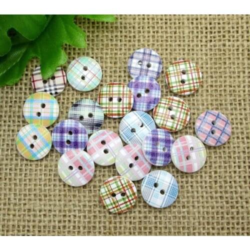 50Pcs Mixed Wood Round Grid Sewing Buttons For Clothes Scrapbooking Decorative Wooden Botones Crafts Needlework DIY Accessories