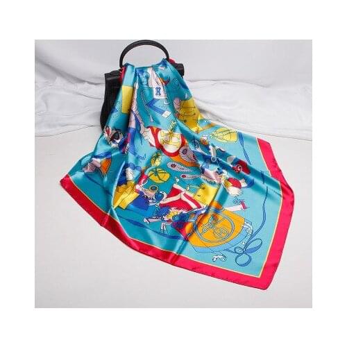 90*90cm New Style All-match Retro Printed Kerchief Womens Fashion All-match Silk Scarf women