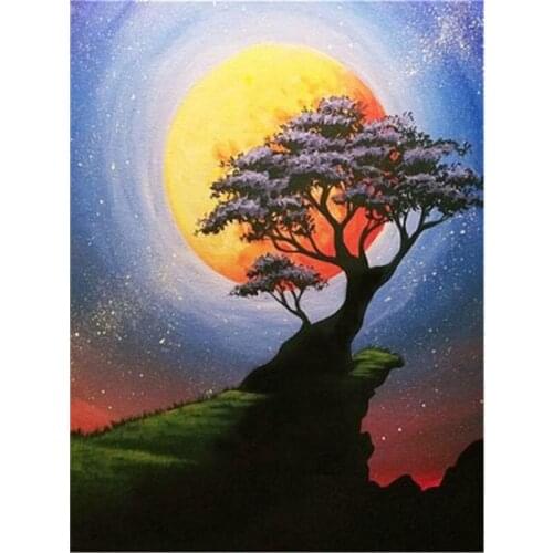 Full Square Diamond Embroidery Moon Tree Cross Stitch Kit Handicraft Diamond Painting Scenic Home Decoration