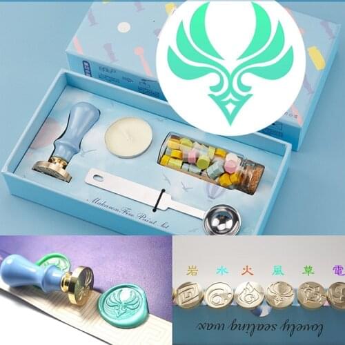 Anime Genshin Impact Seal Flower Seal Wax Seal Project Figure Game Ganyu Keqing Wendi Xiao 7 Element Weapons Eye of God Seal