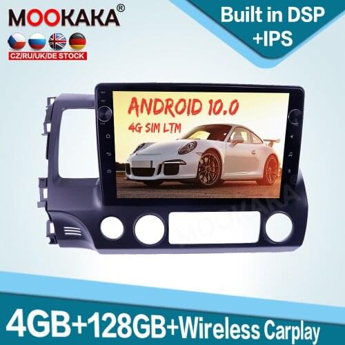 128GB Carplay Android 10.0 Car Multimedia Player for honda Civic 2006-2012 Auto Radio GPS Navigation Audio Stereo Head Unit DSP