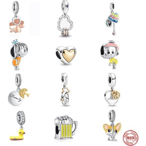 Hot New Style 925 Silver Family Easter Egg And Motorcycles Charm Bead Suitable For Original Pandora Bracelet DIY Lady Jewelry