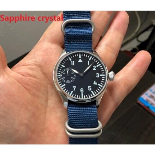 Sapphire crystal 44mm Asian 6497 gooseneck tube 17 jewels Mechanical Hand Wind movement luminous Mechanical watches gr75-20