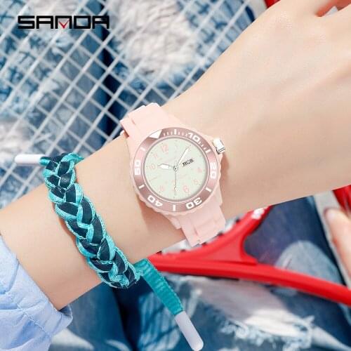 SANDA Women Watches Fashion Sports Silicone Strap Blue Watch Ladies Clock Date Casual Womens Watch Montre Femme Relojes