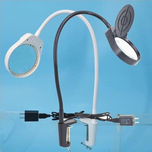 Reading Scientific Experiment Lighting Mobile Phone Repair Universal Desktop Clip-on Plug-in Magnifying Glass with Light 10X