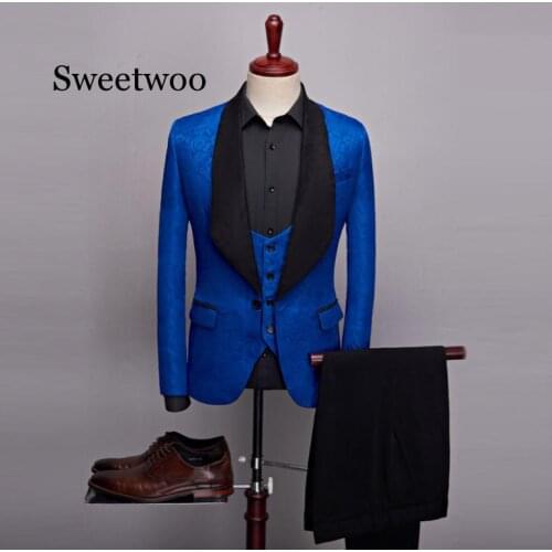 Colorful Classic Groom Elegant Slim Mens Suit Set 3 Piece(Jacket+Pant+Vest)