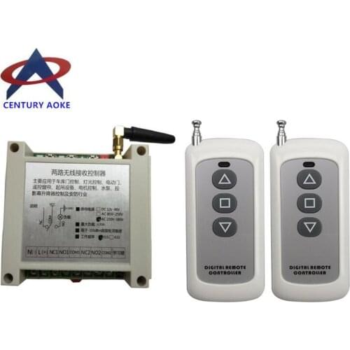 Garage door/motor/projection screen/blinds AC 220 V 240 V 250V 380V 2 CH RF Wireless Remote Control 100m