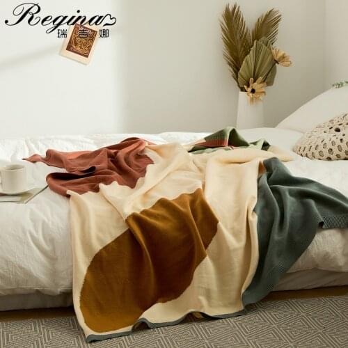 REGINA Brand Elegant Bohemian Knitted Blanket Throw Cotton Contract Color Plaid Blanket Home Decor Tapestry Bed Sofa TV Blanket