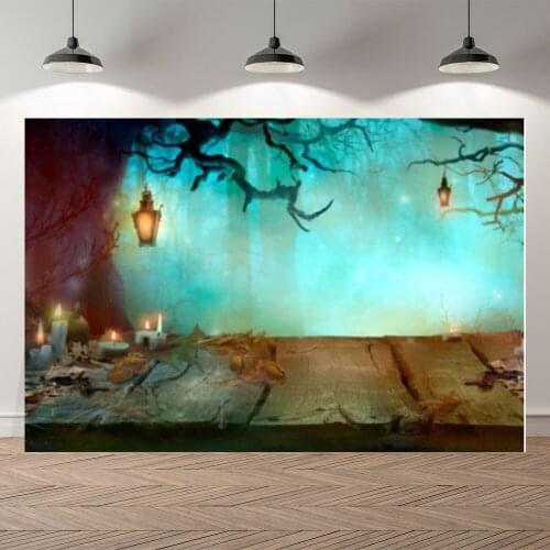 Seekpro Autumn Halloween Forest Night Bokeh Light Wood Photography Background Photographic Backdrop For Photo Studio Shoot