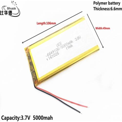 Good Qulity Liter energy battery 3.8V,5000mAH 6649106 Polymer lithium ion / Li-ion battery for tablet pc BANK,GPS,mp3,mp4