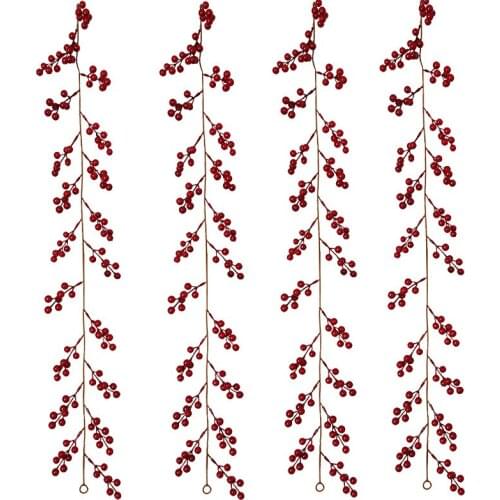 1.7Meters Artificial Red Berry Vine for Christmas Tree Decoration Foam Berry Rattan Home Wall Hanging Decoration Fake Plants