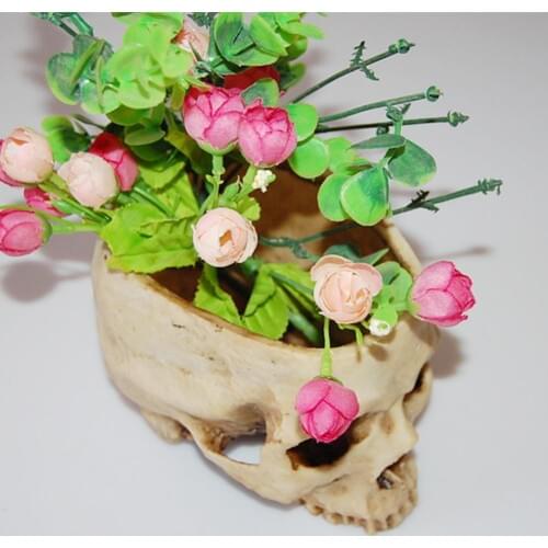 Resin Human Skull Model Flower Pot Shining Fruit Plate Storage Container Flower Pot Planter Skull Pot Home Decor Crafts