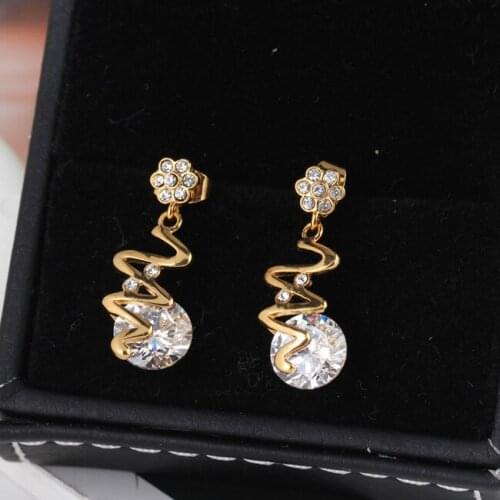 Classic Elegant Long Earrings For Women Fashion Geometric Crystal Gold Color Water Drop Earring Brincos Bijoux Jewelry Wholesale
