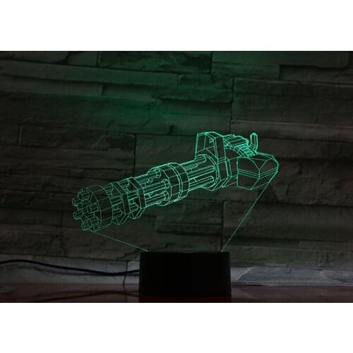 Creative Night Light LED Kids 3D Nightlight Gatling Machine Gun Fantastic Lamp Surprise Holiday Birthday Kids Boys Friends Gift