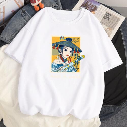Summer Cotton Women Tees Harajuku Anime Kawaii Jingjingzi Tshirts Clothing Ulzzang Loose Short Sleeved Oversized T-shirts Tops