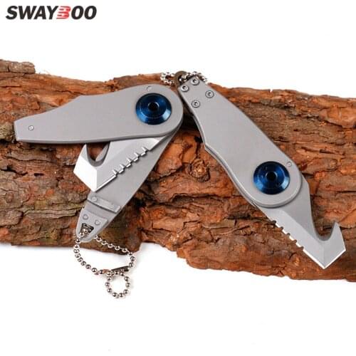 Swayboo Multifunctional pocket knife sawing tooth cutting rope Portable EDC tool mini key knife folding survival camping knife