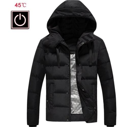Fashion Mens Winter Jacket Men Warm Heated Coat Male Heating Parka Mens Hooded Heating Jackets Waterproof Windbreaker