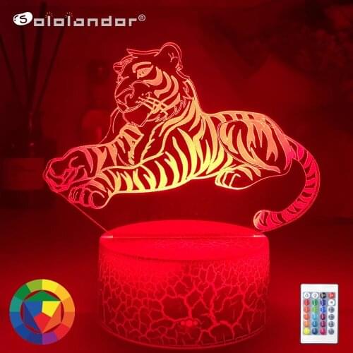 Newest 3D Acrylic Led Night Light Tiger Figure Nightlight for Kids Child Bedroom Sleep Lights Gifts for Home Decor Table Lamps