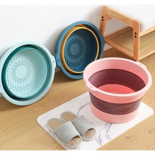 Plastic Folding Bucket Foot Bath Bucket Bathroom Foldable Foot Tub Wash Basin Laundry Buckets Portable Water Container