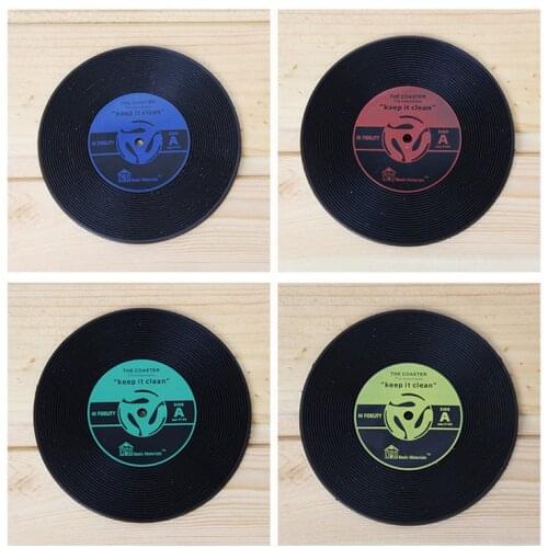 1 Piece Lytwtws Vintage Record Coasters Dining Table Placemat Coaster Kitchen Accessories Mat Cup Bar Mug Drink Pads