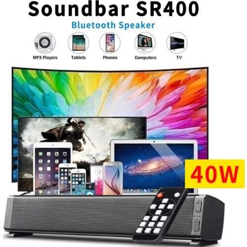 40W 20W Portable Soundbar Wireless Speaker Bluetooth 5.0 Column HiFi Subwoofer 3D Stereo Sound with Remote Control Support TFAUX