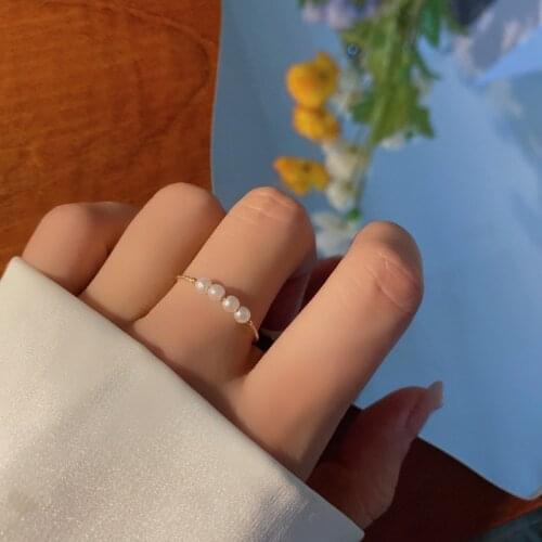Simple New Pearls Luxury Ring Women Beautiful Temperament Open Ring