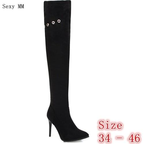 Spring Autumn Women Over the Knee Boots High Heel Woman Thigh High Long Boots Small Plus Size 34 - 40 41 42 43 44 45 46