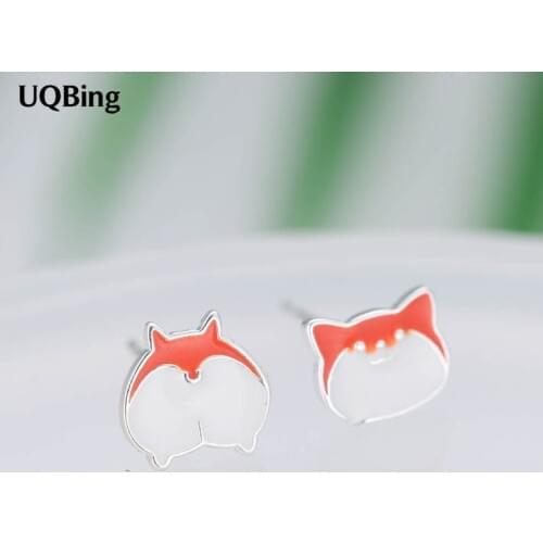 Fashion 925 Sterling Silver Asymmetry Cat Stud Earrings For Woman Jewelry Wholesale Free Shipping