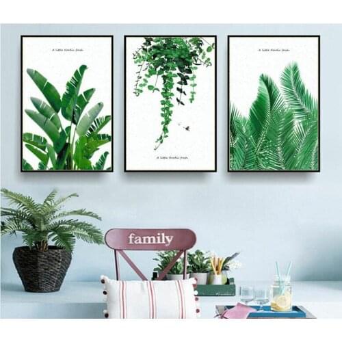 Nordic Chloroplastida Decorative Painting Living Room Bedroom Frameless Painting Green Plants Canvas Wall Poster Art Picture