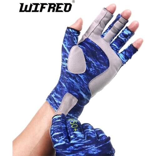 Wifreo Sport Fishing Gloves UPF50+ UV Protection Breathable Gloves Sun Protecting 5 Finger Cut Gloves for Outdoor Hiking Cycing