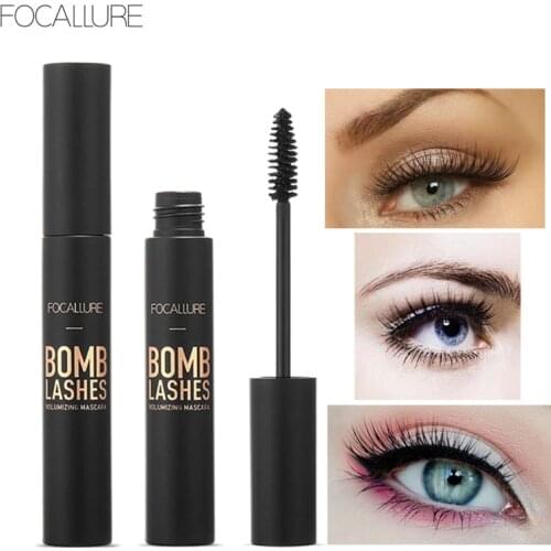 FOCALLURE 3D Silk Fiber Black Mascara Volume Curling Rimel Mascara Eyelash Extension Waterproof Thick Eye Lashes Mascara