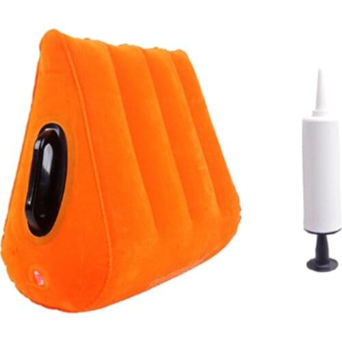 Comfortable Flocking Cover Inflatable Triangle Foldable Couples Adult Games Love Assistant Pad Cushion Mat Furniture with Handle