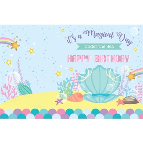 Girl Mermaid Birthday Party Backdrop Sweet Princess Rainbow Photography Background Under The Sea Banner Portrait Studio Poster