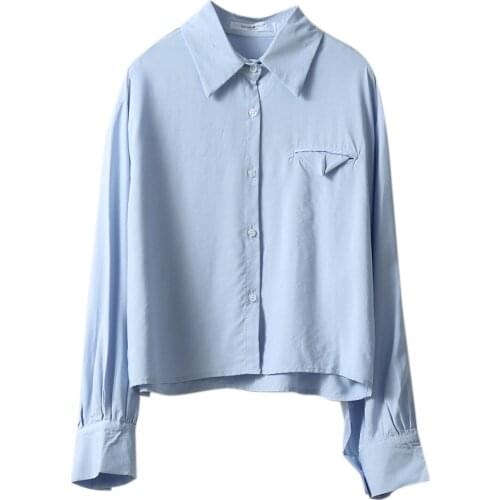 2020 Women Autumn Long Sleeve Turn Down Collar Pure Color Womens Tops And Blouses White Shirt Blusas Roupa Feminina