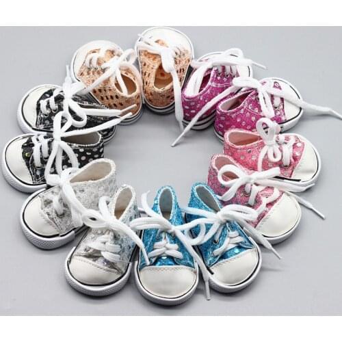 7cm glitter Doll casual Sequins Shoes Fits 18 inch Doll for 43CM Dolls Shoes for kids children Girl Doll Accessories