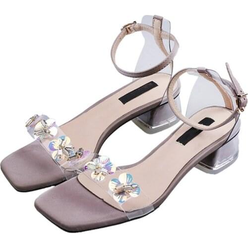 Sandals Female Fairy Wind 2019 New Summer Wild Ins Tide Diamond With A Word With Thick Heels High Heels