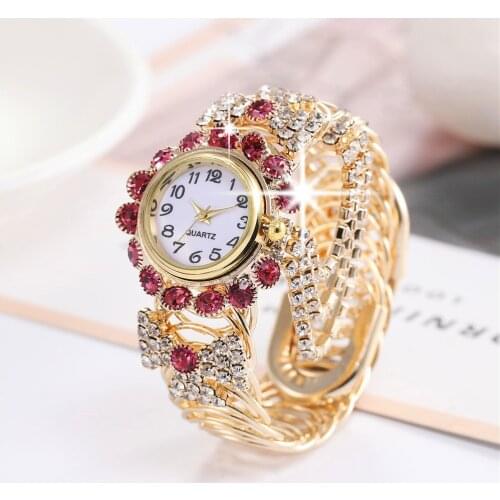 Top Brand Women Bracelet Watches Ladies Hollow Out Alloy Strap Rhinestone Quartz Wrist Watch Luxury Fashion Quartz Watch