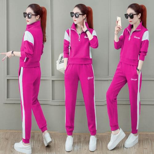 Casual 2 Piece Sets Tracksuit Women Spring Fashion Half Zipper Stand Collar Long Sleeve Pullover Tops + Pants Joggers Sweat Suit