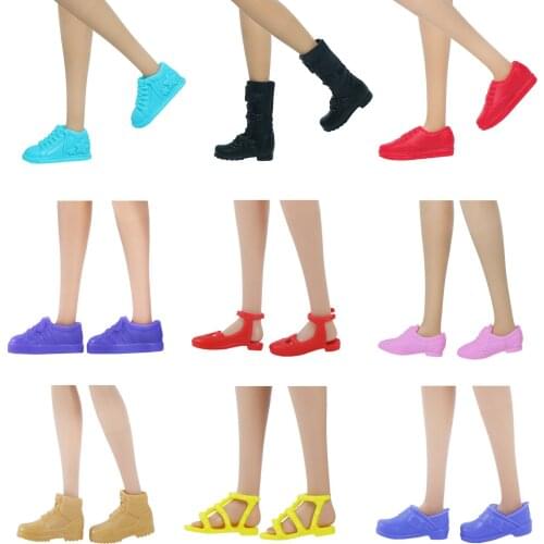 1 Pair High Quality Doll Shoes for Barbie Doll Colorful Mixed Style Casual Wear Sport Shoes Boots Flat Sandal Doll Accessories