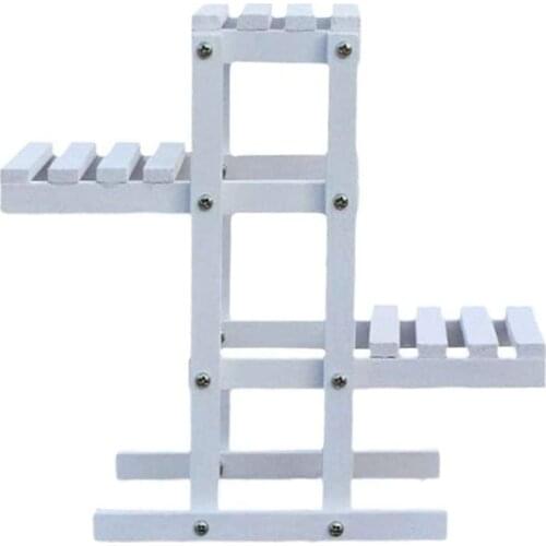 Wood Plant Stand Indoor Outdoor Small Flower Rack White Plant Holder Organizer Shelf for Window Corner Balcony Hallway