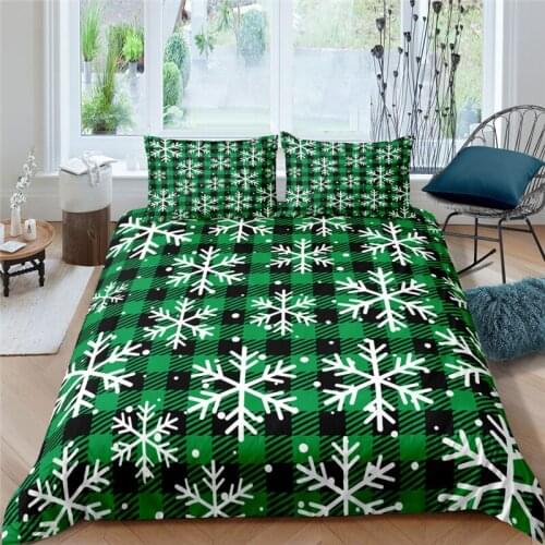 Bedding Sets Luxury 3D Christmas Snowflakes Print 2/3Pcs Comfortable Kids Duvet Cover Pillowcase Home Textile Queen/King Size