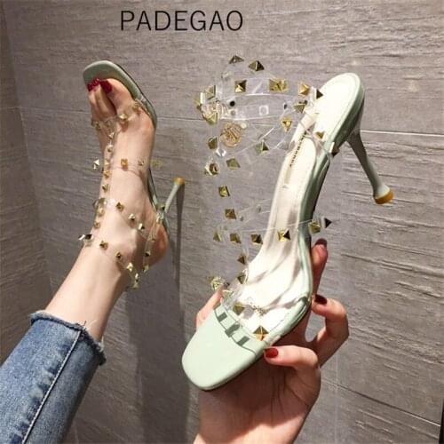 2020 Women Sandals Rivet Luxury Sexy Club Woman Shoes Fashion Casual High Heels Sandals