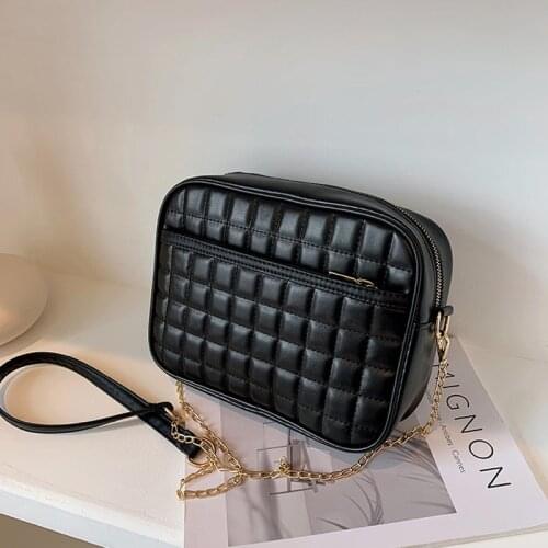 2021 New Square Crossbody Bags For Women Fashion Plaid Shoulder Bag Designer Handbags Chain Women Messenger Bags Cross Body