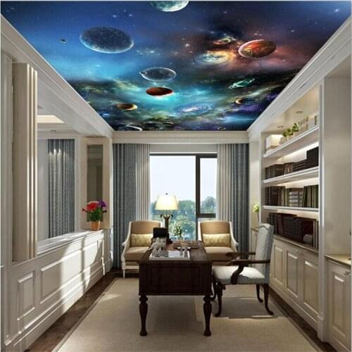 Wellyu Custom wallpaper 3d Space Star Solar System Planet Living room Ceiling Zenith Mural Background wall papers home decor 3d