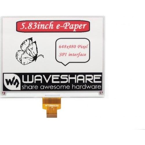 648×480, 5.83inch E-Ink Raw Display, Red/Black/White Three-Color, SPI Interface, Without PCB